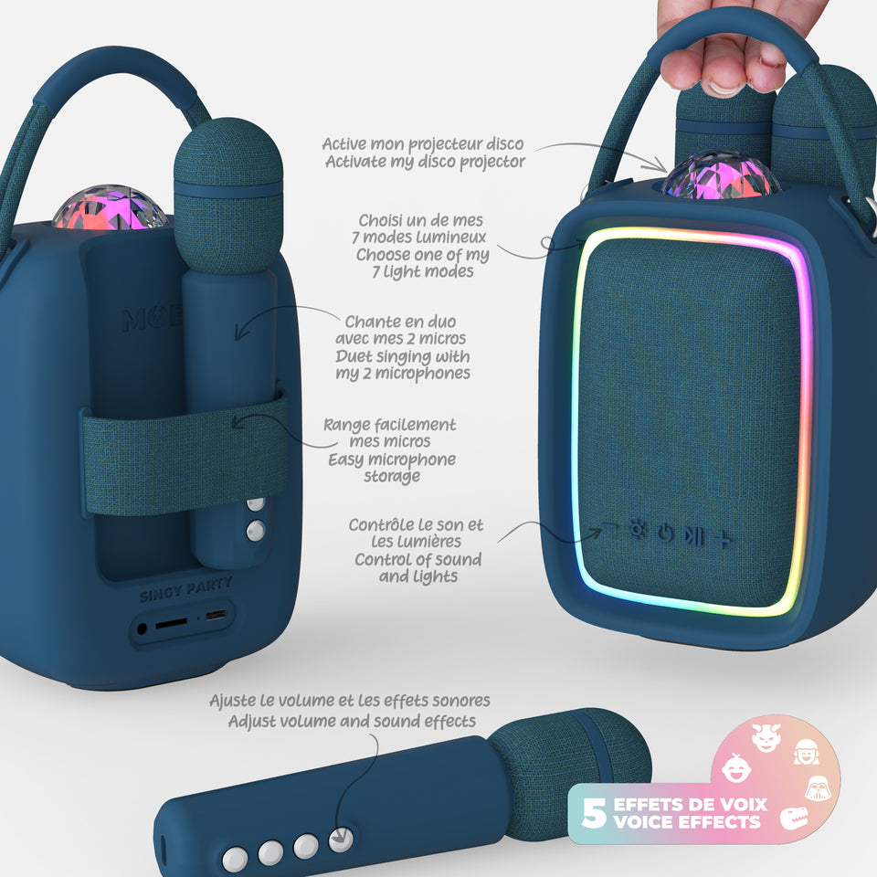 Luminous Speaker & Karaoke - SINGY PARTY NAVY BLUE